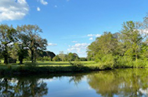 Parcours boisé et vallonné, typique du paysage breton du Morbihan au Golf de Caden